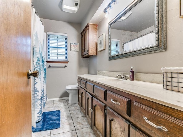 2228 Butternut Pl, Edmond, OK 73013 - bathroom featuring vanity, tile patterned flooring, and a shower with shower curtain