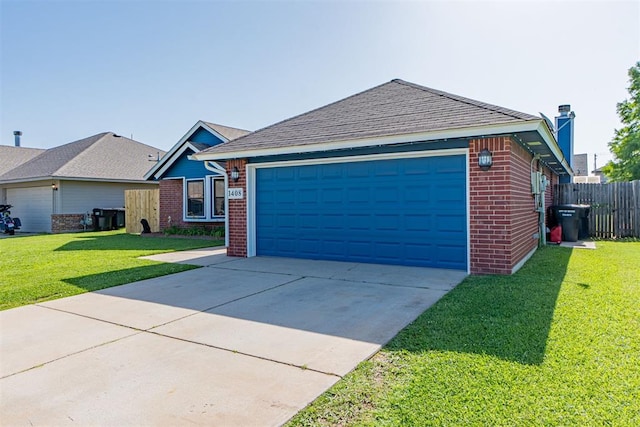 1408 Eagle Dr, Moore, OK 73160 - view of front of property with brick siding, a garage, and driveway