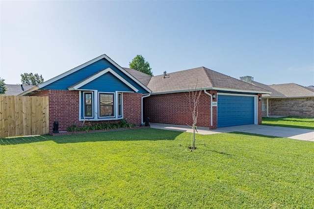 1408 Eagle Dr, Moore, OK 73160 - ranch-style home featuring a garage, brick siding, and driveway