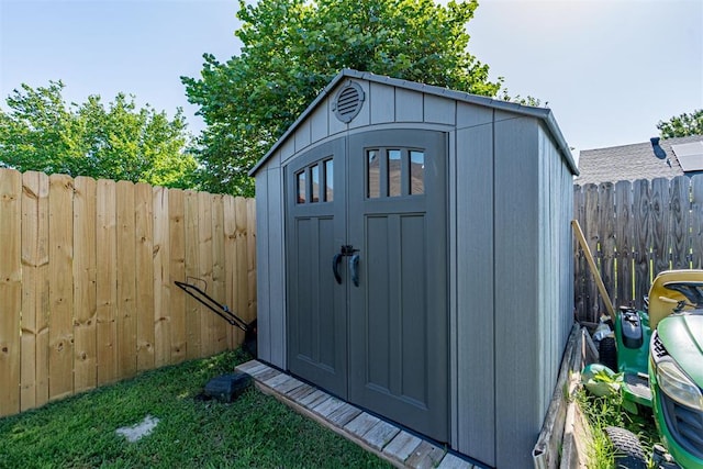 1408 Eagle Dr, Moore, OK 73160 - view of shed featuring a fenced backyard