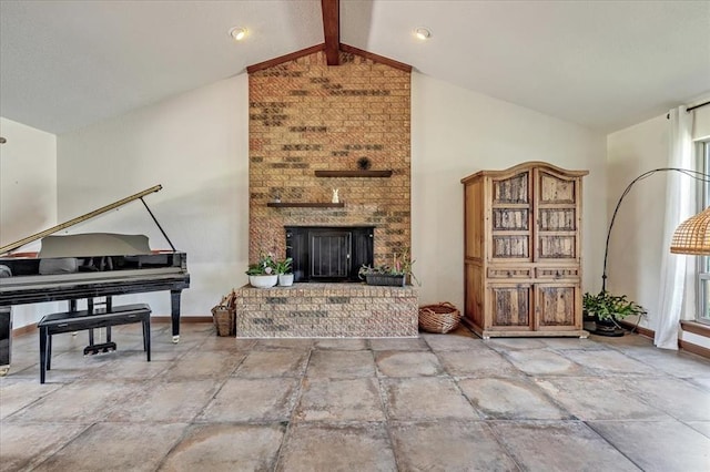 2122 Edinburg Dr, Yukon, OK 73099 - living room featuring a fireplace and stone finish floors