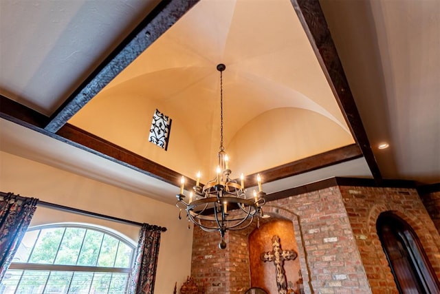 1505 SW 113th Pl, Oklahoma City, OK 73170 - detailed view of a chandelier and beamed ceiling