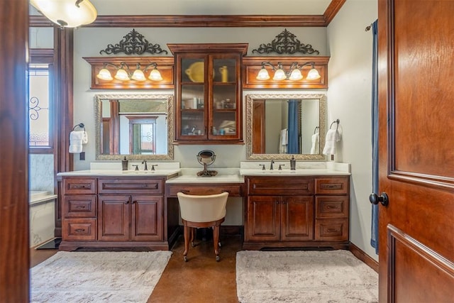 1505 SW 113th Pl, Oklahoma City, OK 73170 - full bathroom with crown molding and double vanity
