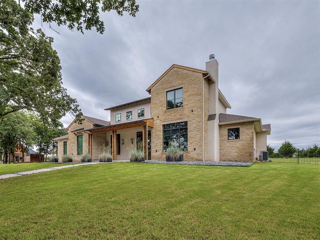 2917 Piazza Ct, Arcadia, OK 73007 - view of front of house with stone siding and a chimney