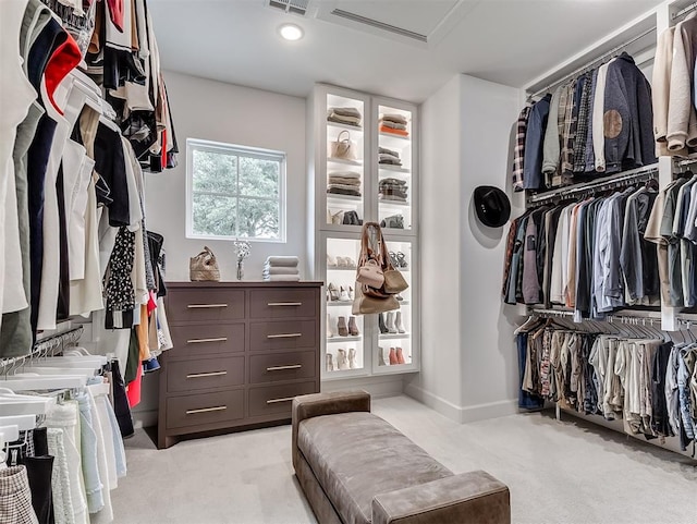 2917 Piazza Ct, Arcadia, OK 73007 - walk in closet featuring light colored carpet and attic access