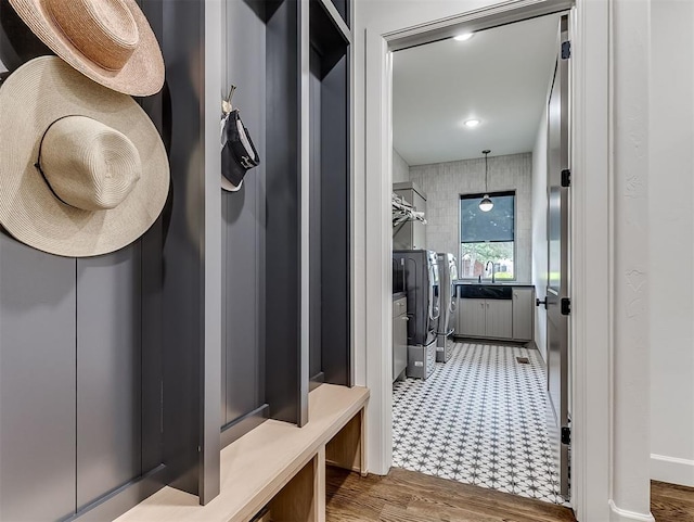 2917 Piazza Ct, Arcadia, OK 73007 - mudroom featuring separate washer and dryer and wood finished floors