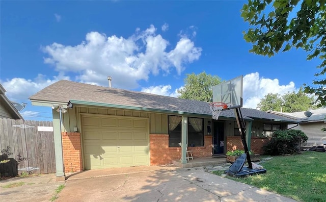 6338 Norman Rd, Warr Acres, OK 73122 - ranch-style house with a garage, brick siding, driveway, and roof with shingles