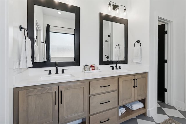 4504 SE 41st St, Moore, OK 73165 - bathroom with double vanity and tile patterned floors