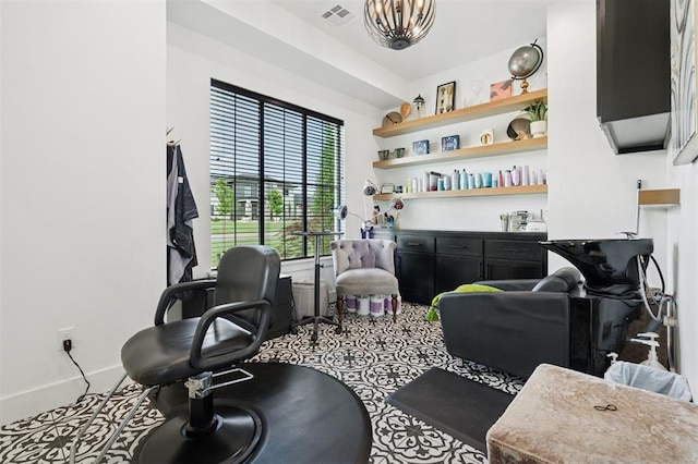 4504 SE 41st St, Moore, OK 73165 - office area featuring a chandelier and baseboards