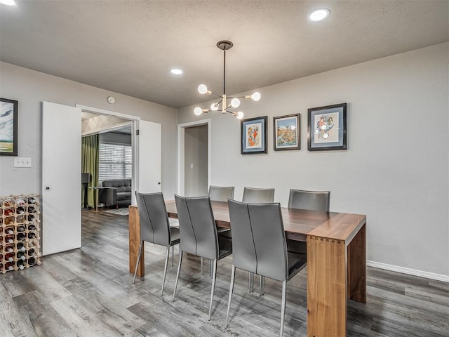 10505 Lyndon Rd, The Village, OK 73120 - dining room featuring wood finished floors, a chandelier, and recessed lighting
