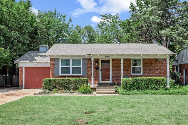 1817 Westchester Dr, Oklahoma City, OK 73120 - ranch-style home featuring an attached garage, a front lawn, brick siding, concrete driveway, and roof with shingles