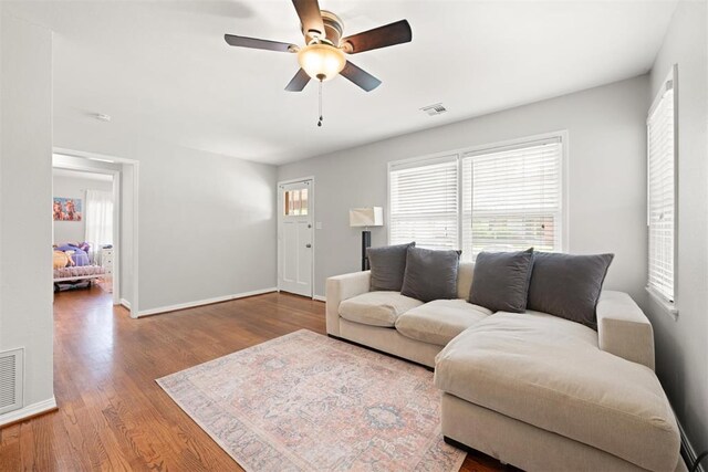 1817 Westchester Dr, Oklahoma City, OK 73120 - living area with a ceiling fan and wood finished floors