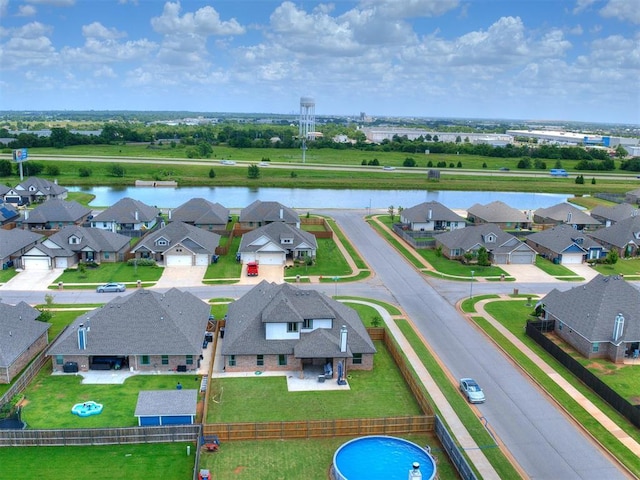 701 Bison Crossing Dr, Yukon, OK 73099 - aerial perspective of suburban area featuring a large body of water