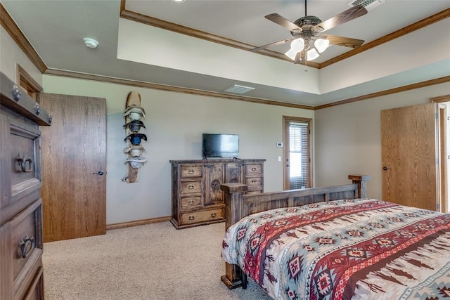2858 Fields Rd, El Reno, OK 73036 - carpeted bedroom featuring crown molding and ceiling fan