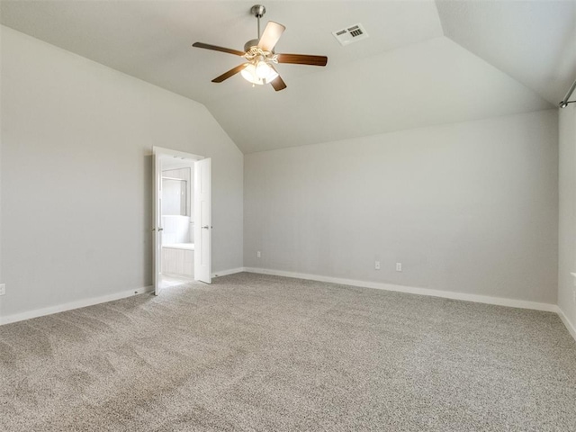 6713 NW 149th St, Oklahoma City, OK 73142 - additional living space featuring vaulted ceiling, carpet flooring, and ceiling fan
