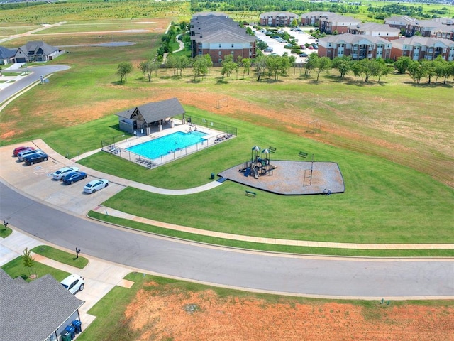 6713 NW 149th St, Oklahoma City, OK 73142 - bird's eye view of a pool area