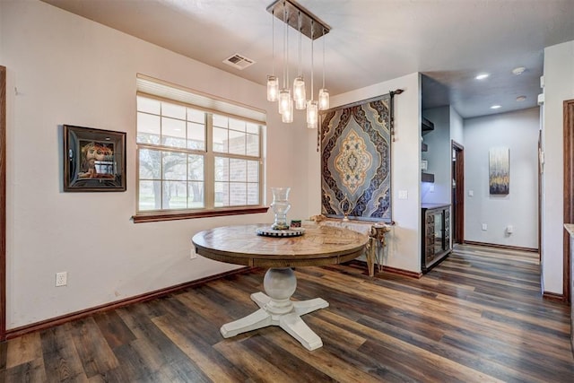 1187 County St Unit 2976, Blanchard, OK 73010 - dining space featuring beverage cooler, wood finished floors, a chandelier, and recessed lighting