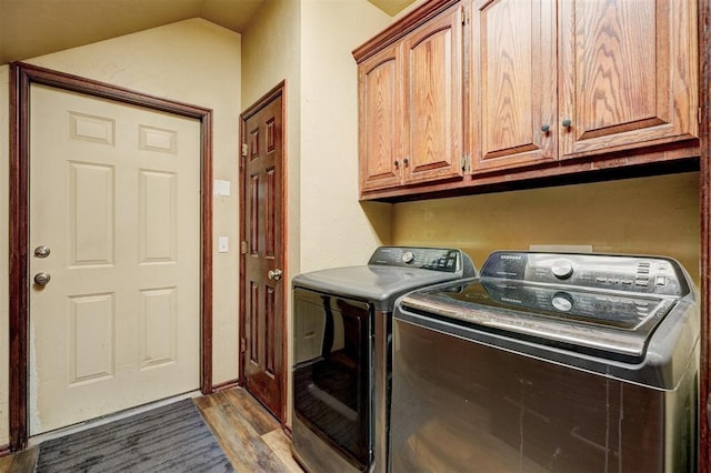 1187 County St Unit 2976, Blanchard, OK 73010 - laundry room with cabinet space, washer and clothes dryer, and wood finished floors