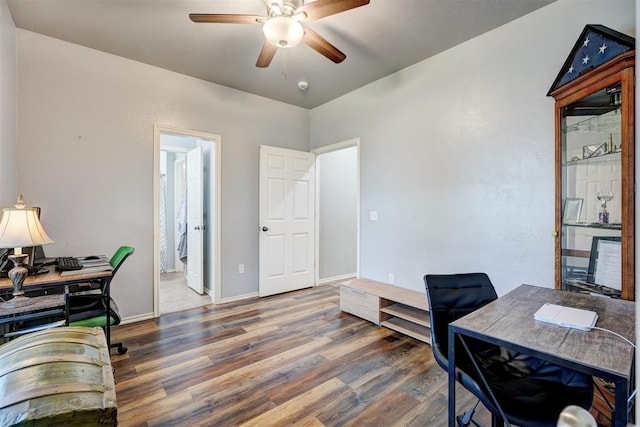 1187 County St Unit 2976, Blanchard, OK 73010 - office area with a ceiling fan and wood finished floors