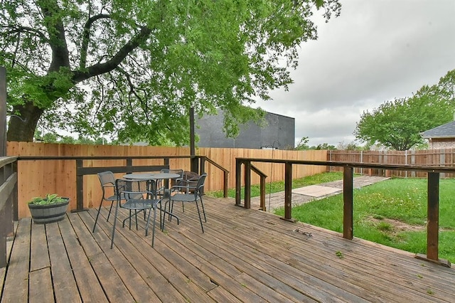 4616 Midway Dr, Norman, OK 73072 - deck featuring a fenced backyard and outdoor dining area