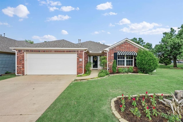 2455 Manchester Dr Unit 72, Oklahoma City, OK 73120 - ranch-style home featuring a garage, a front yard, driveway, and brick siding