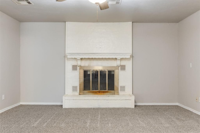 300 Yukon Ave, Yukon, OK 73099 - detailed view of ceiling fan, carpet floors, and a fireplace
