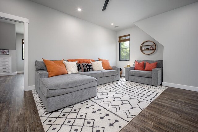 18569 310th St, Norman, OK 73072 - living room featuring wood finished floors and recessed lighting
