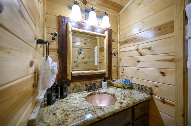 225 Stevens Rd, Broken Bow, OK 74728 - bathroom with wood walls and vanity