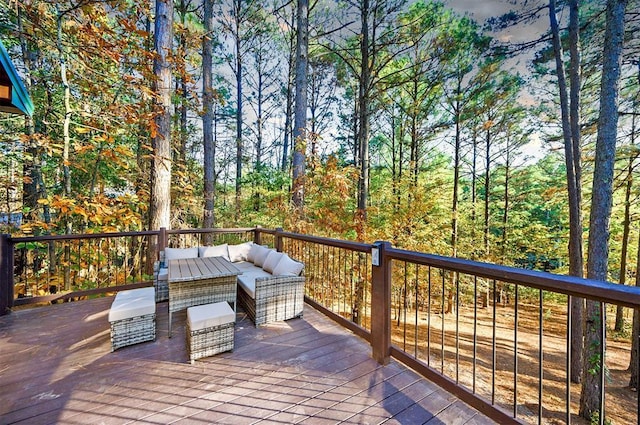 225 Stevens Rd, Broken Bow, OK 74728 - wooden terrace with outdoor lounge area
