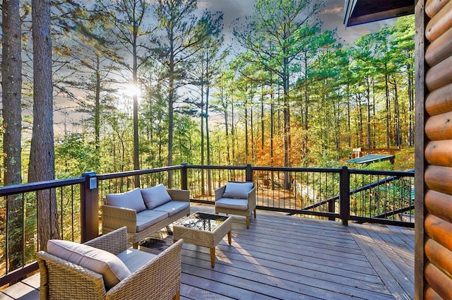 225 Stevens Rd, Broken Bow, OK 74728 - deck featuring an outdoor hangout area