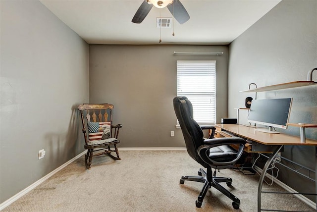 2233 NW 196th St, Edmond, OK 73012 - home office with ceiling fan and carpet