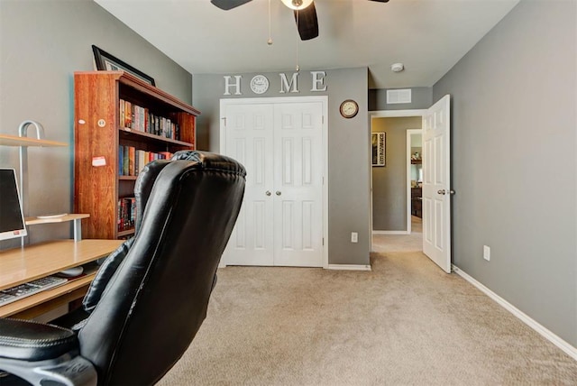 2233 NW 196th St, Edmond, OK 73012 - carpeted office space featuring ceiling fan and baseboards