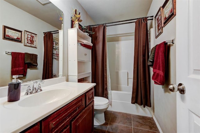 2233 NW 196th St, Edmond, OK 73012 - full bathroom with vanity, shower / bath combo, and tile patterned flooring