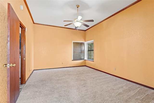 4924 Byron Cir, Yukon, OK 73099 - unfurnished room with carpet flooring, a ceiling fan, and crown molding