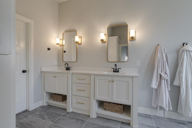 3624 Utica Square Dr, Edmond, OK 73034 - full bathroom featuring marble look tile flooring and double vanity