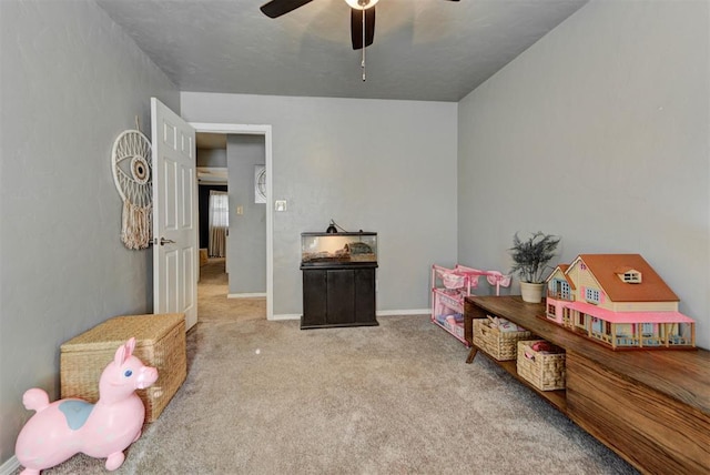 1229 S Gemini Rd, Edmond, OK 73003 - game room with carpet and ceiling fan