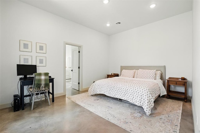 1006 Dorsi Way, Newcastle, OK 73065 - bedroom with concrete floors, recessed lighting, and connected bathroom