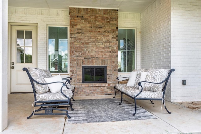 1006 Dorsi Way, Newcastle, OK 73065 - view of patio with an outdoor brick fireplace