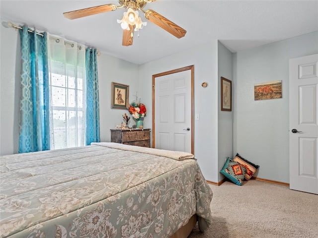 1008 County Road 1580, Marlow, OK 73055 - carpeted bedroom with baseboards and ceiling fan
