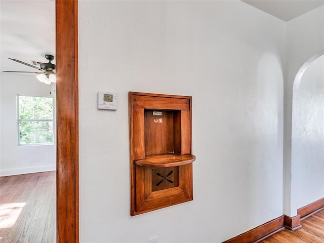2212 N Kelham Ave, Oklahoma City, OK 73111 - detailed view of wood finished floors and a ceiling fan