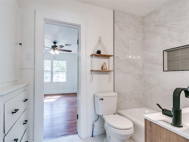 2212 N Kelham Ave, Oklahoma City, OK 73111 - full bathroom with ceiling fan, vanity, and a bathtub