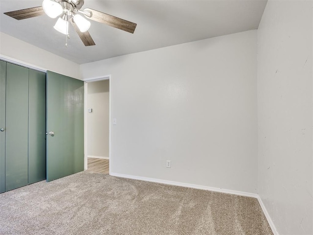 11516 N Barnes Ave, Oklahoma City, OK 73120 - unfurnished bedroom featuring light carpet, a closet, and ceiling fan