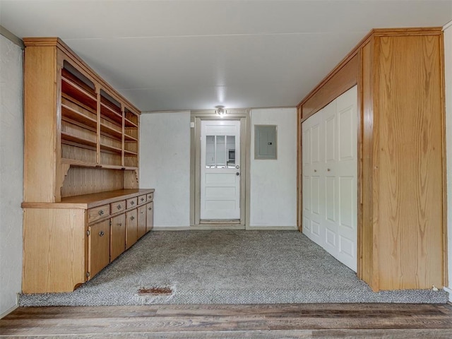 901 S 11th St, Kingfisher, OK 73750 - kitchen featuring electric panel and carpet flooring