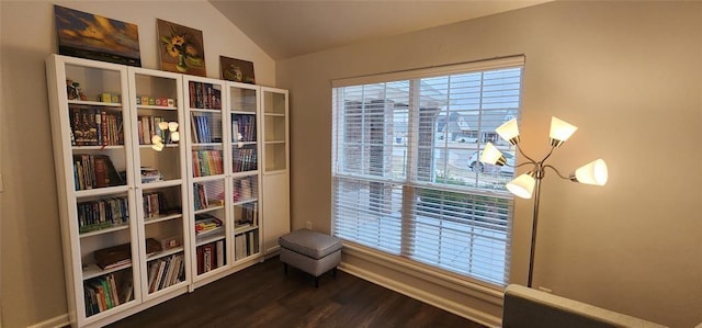 821 Mount Irving Way, Norman, OK 73071 - sitting room featuring dark wood-style floors and lofted ceiling