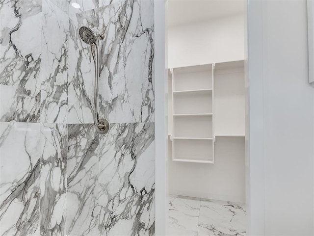 532 NW 112th St, Oklahoma City, OK 73114 - bathroom with a marble finish shower and marble finish floors