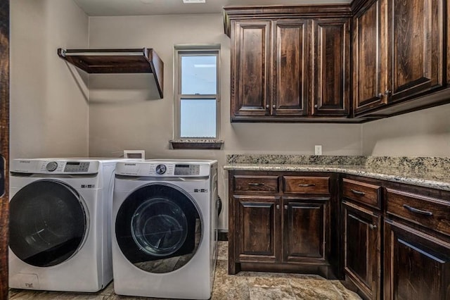 3205 Sycamore Dr, Moore, OK 73160 - laundry room with cabinet space and washing machine and clothes dryer