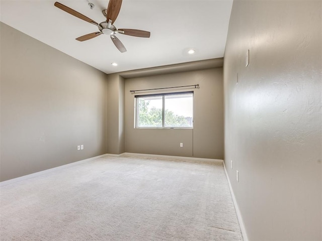 1 NE 2nd St Unit 309, Oklahoma City, OK 73104 - empty room with ceiling fan, light carpet, and recessed lighting