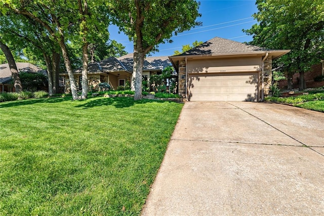 1600 Turtlecreek Rd, Edmond, OK 73013 - view of front facade with a front yard, an attached garage, and concrete driveway