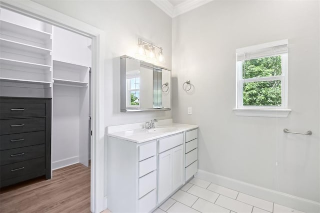 810 S Lahoma Ave, Norman, OK 73069 - bathroom featuring vanity and crown molding