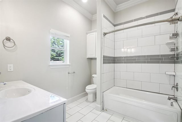 810 S Lahoma Ave, Norman, OK 73069 - full bathroom featuring crown molding, tub / shower combination, tile patterned flooring, and vanity